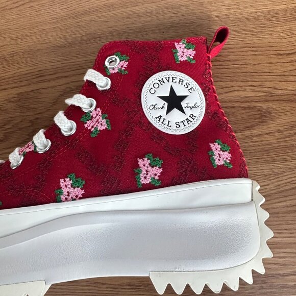 ⭐CONVERSE Run Star Hike Hi Platform Rose Cross Stitch 10.5 Women Sneaker A14885C - Picture 7 of 13